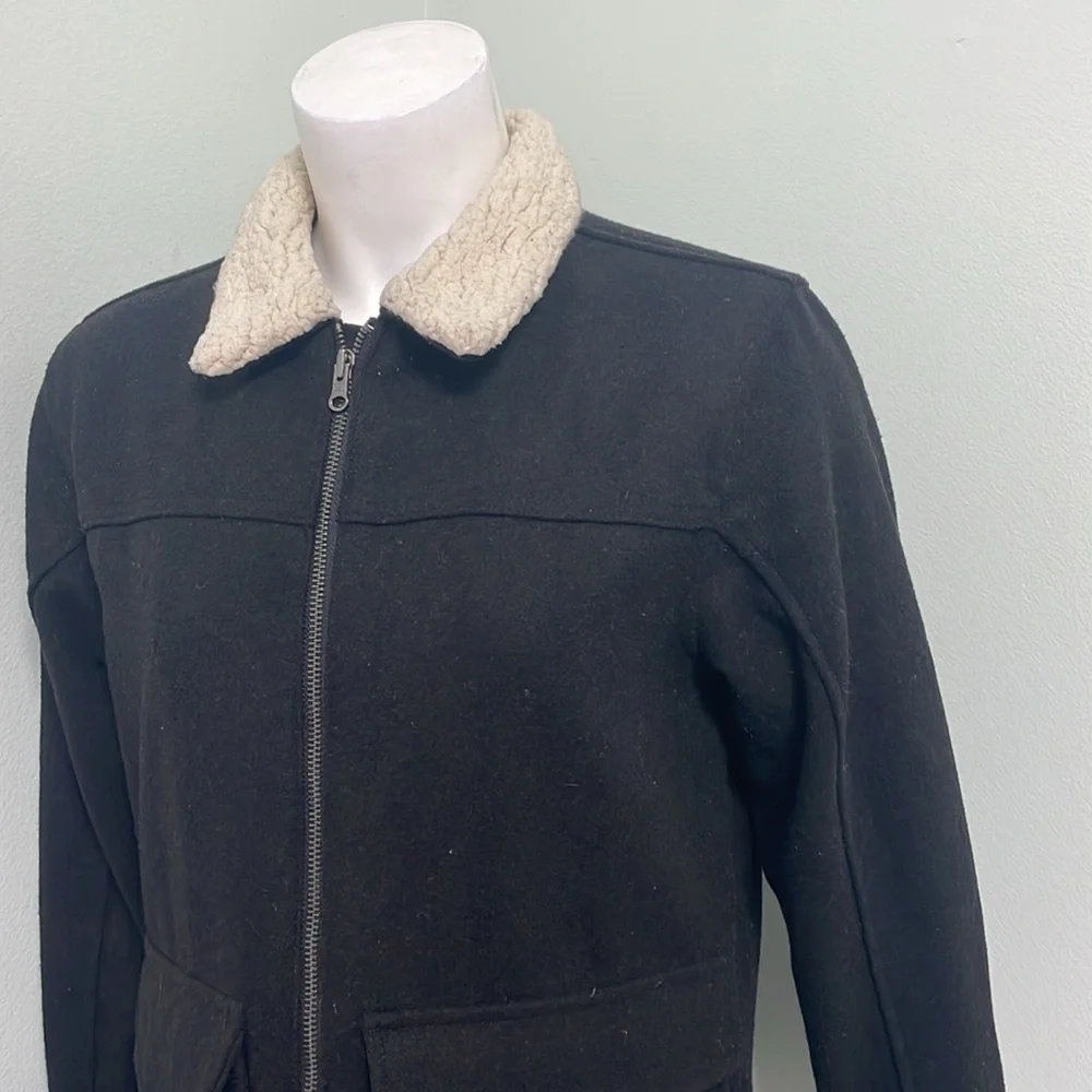 Old Navy Boys Black Wool Zip Up Lined Jacket XL